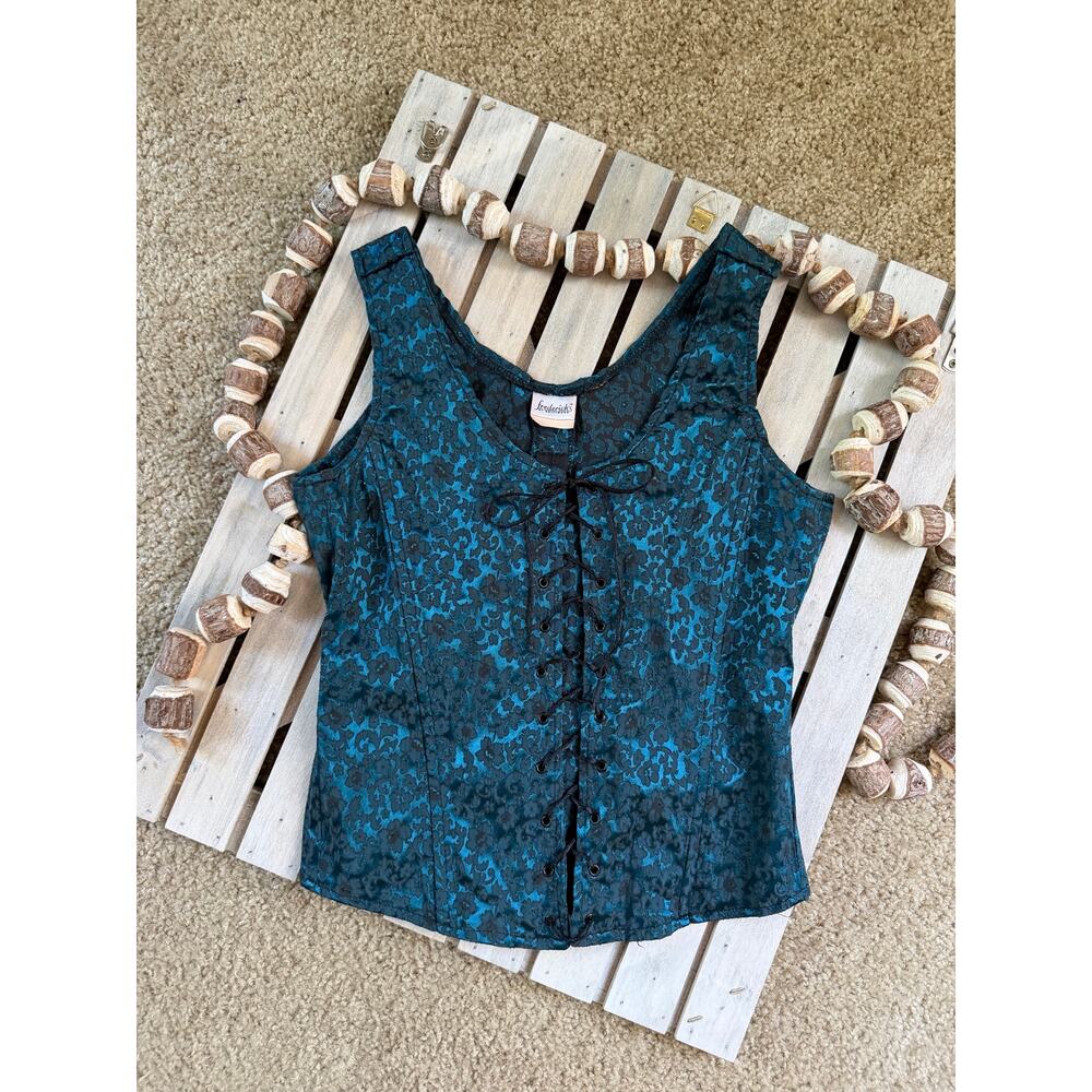 Vintage Frederick’s of Hollywood Blue Cheetah Corset Bustier Top, L